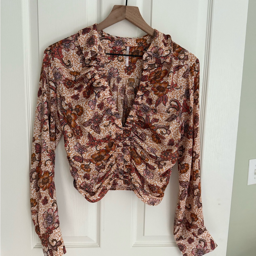 Free People Floral Ruched Blouse - Multicolor